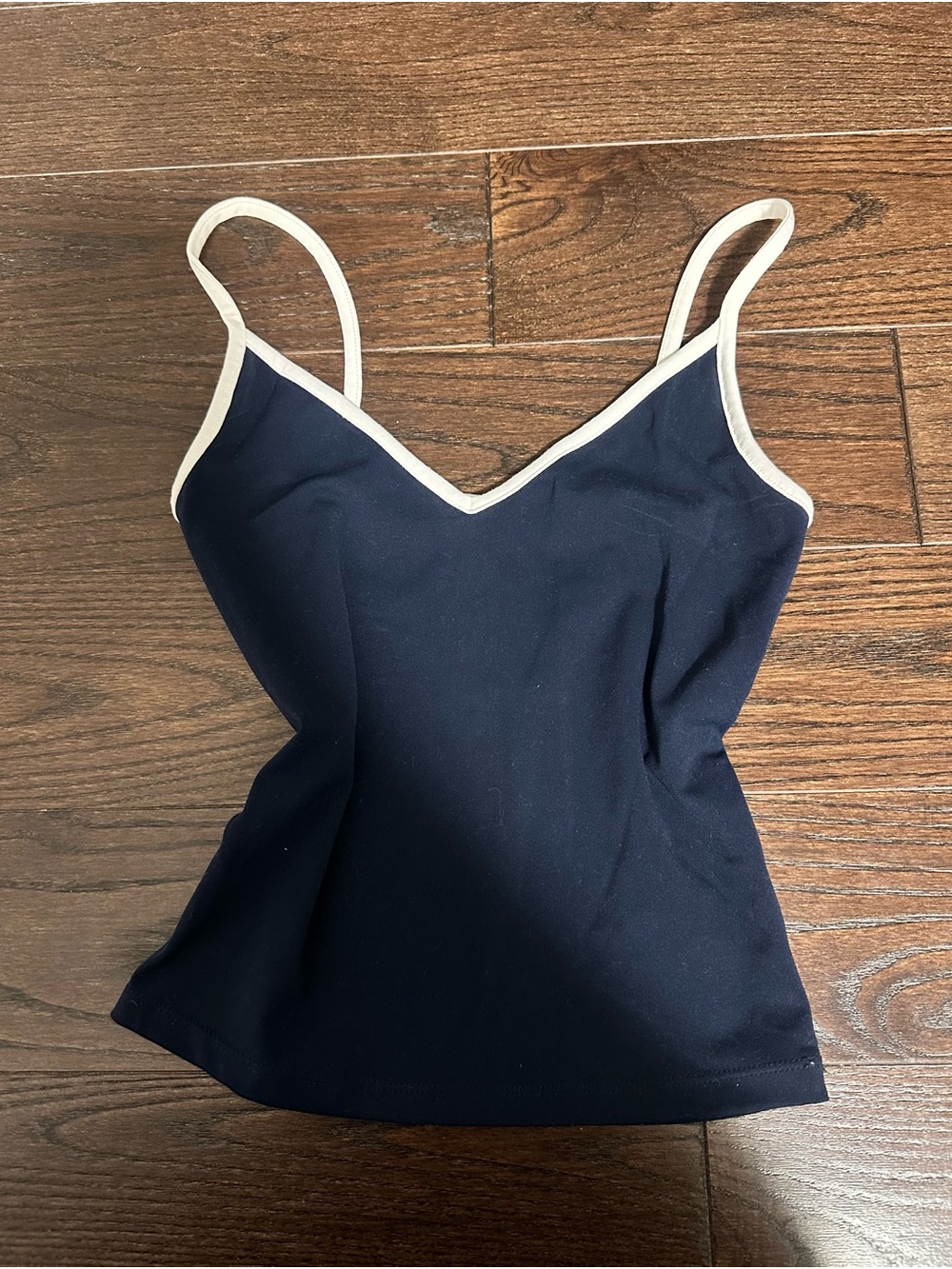 Garage Navy Spaghetti Strap Cami with White Trim
